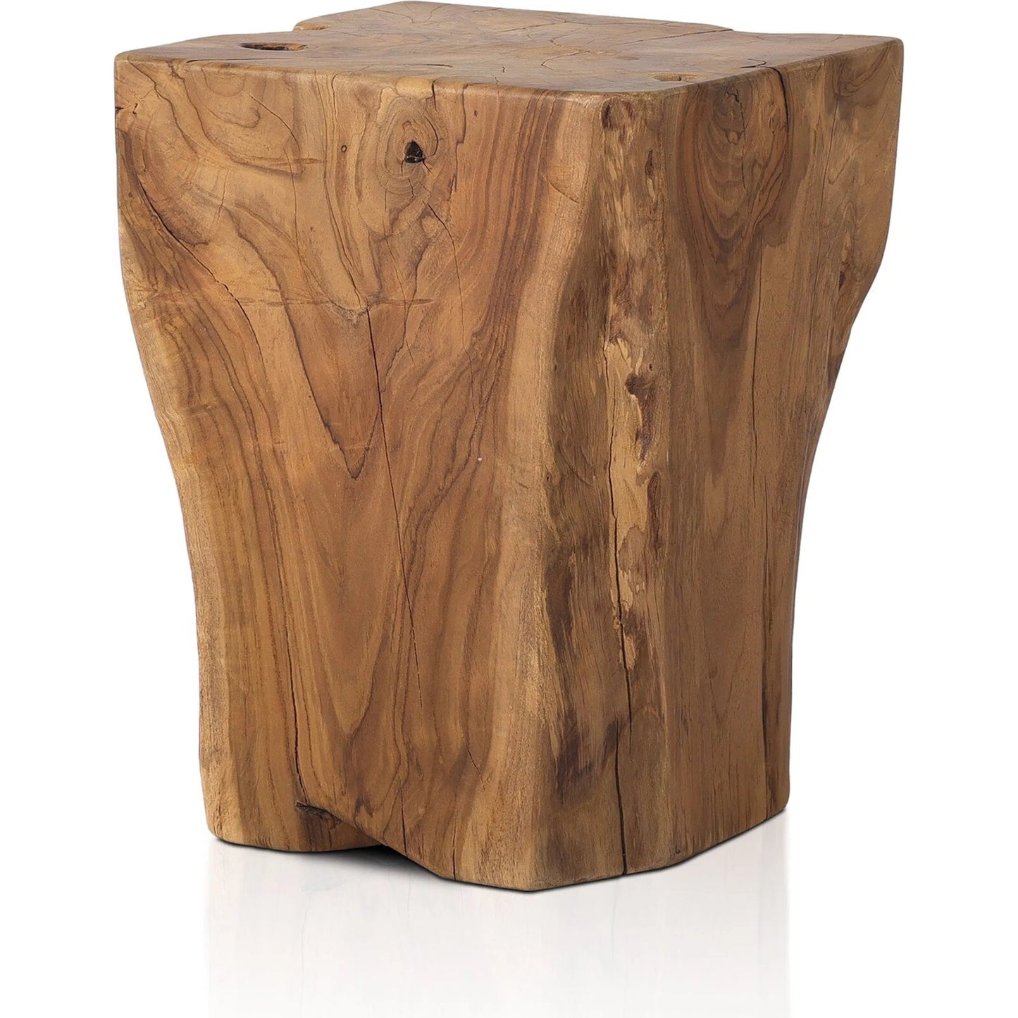 020 SI-2001993 | Additional Silo | Teak Square Stool by Four Hands in rustic teak. Made from solid teak in a rustic style.