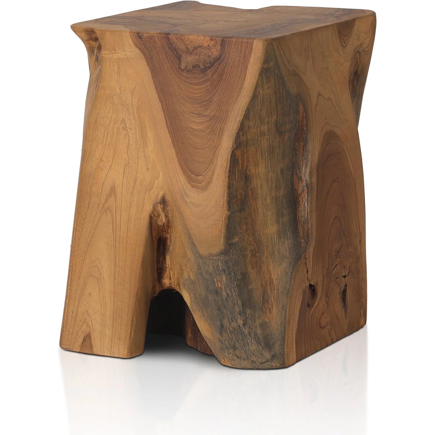 018 SI-2001993 | Additional Silo | Teak Square Stool by Four Hands in rustic teak. Made from solid teak in a rustic style.