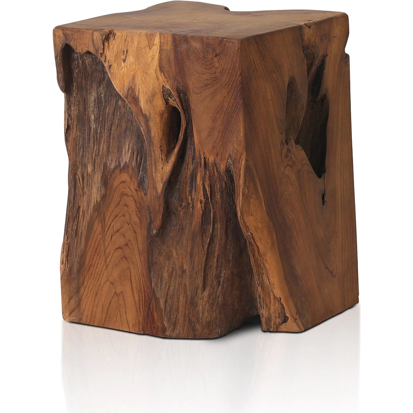 017 SI-2001993 | Additional Silo | Teak Square Stool by Four Hands in rustic teak. Made from solid teak in a rustic style.