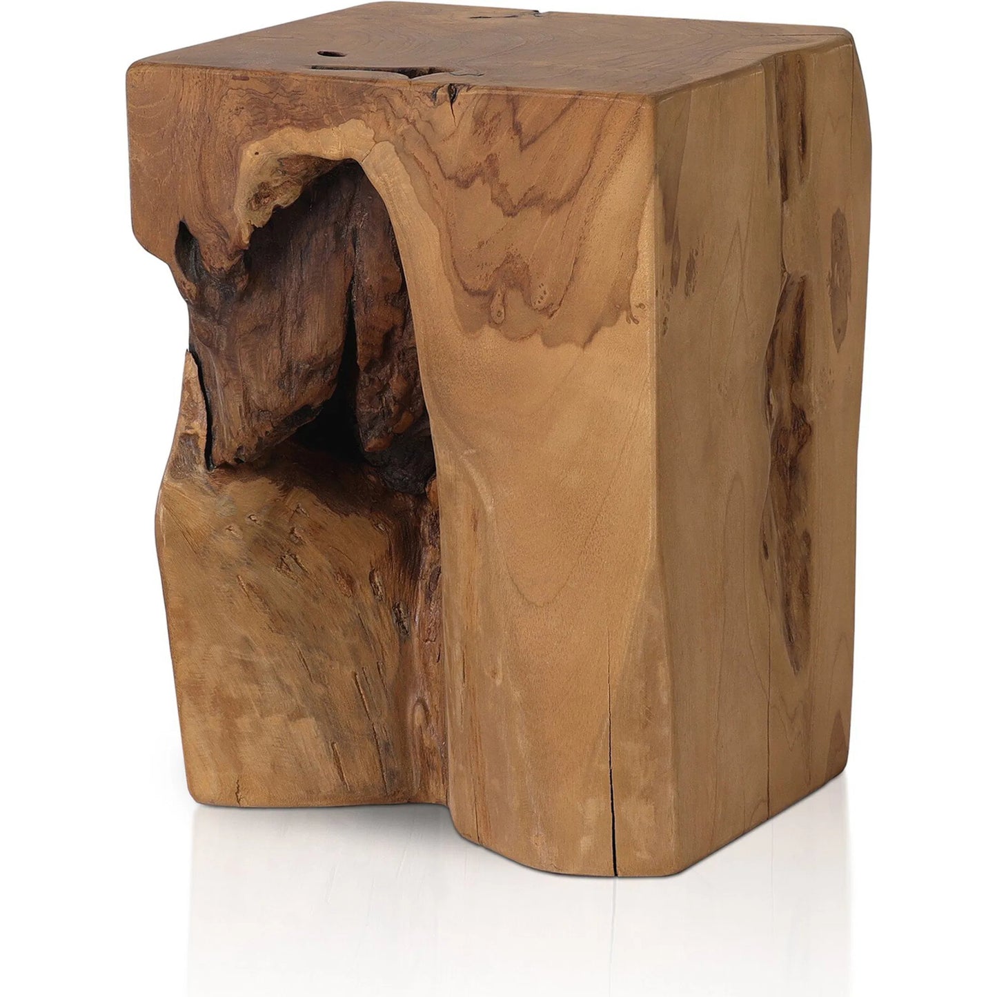 019 SI-2001993 | Additional Silo | Teak Square Stool by Four Hands in rustic teak. Made from solid teak in a rustic style.