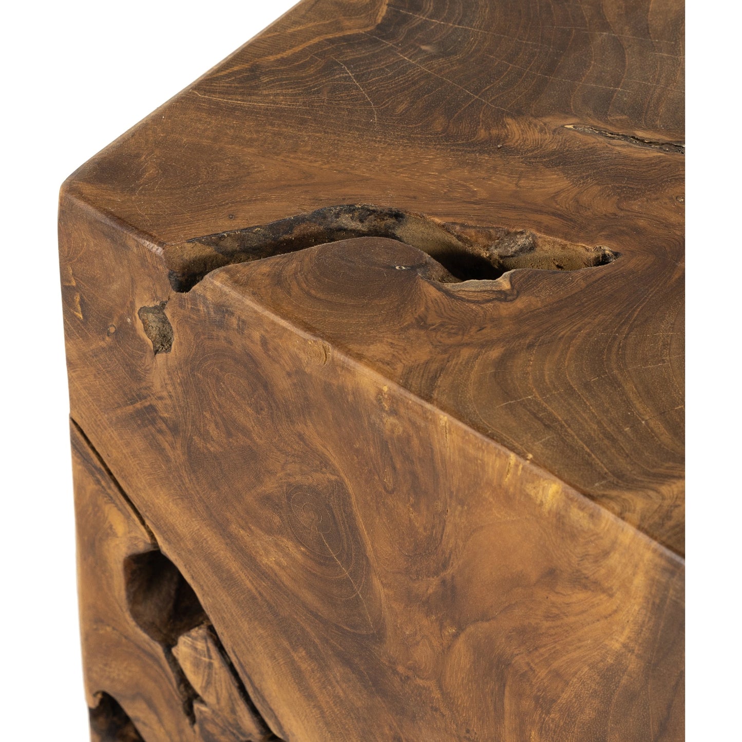 010 SI-2001993 | Additional Silo | Teak Square Stool by Four Hands in rustic teak. Made from solid teak in a rustic style.