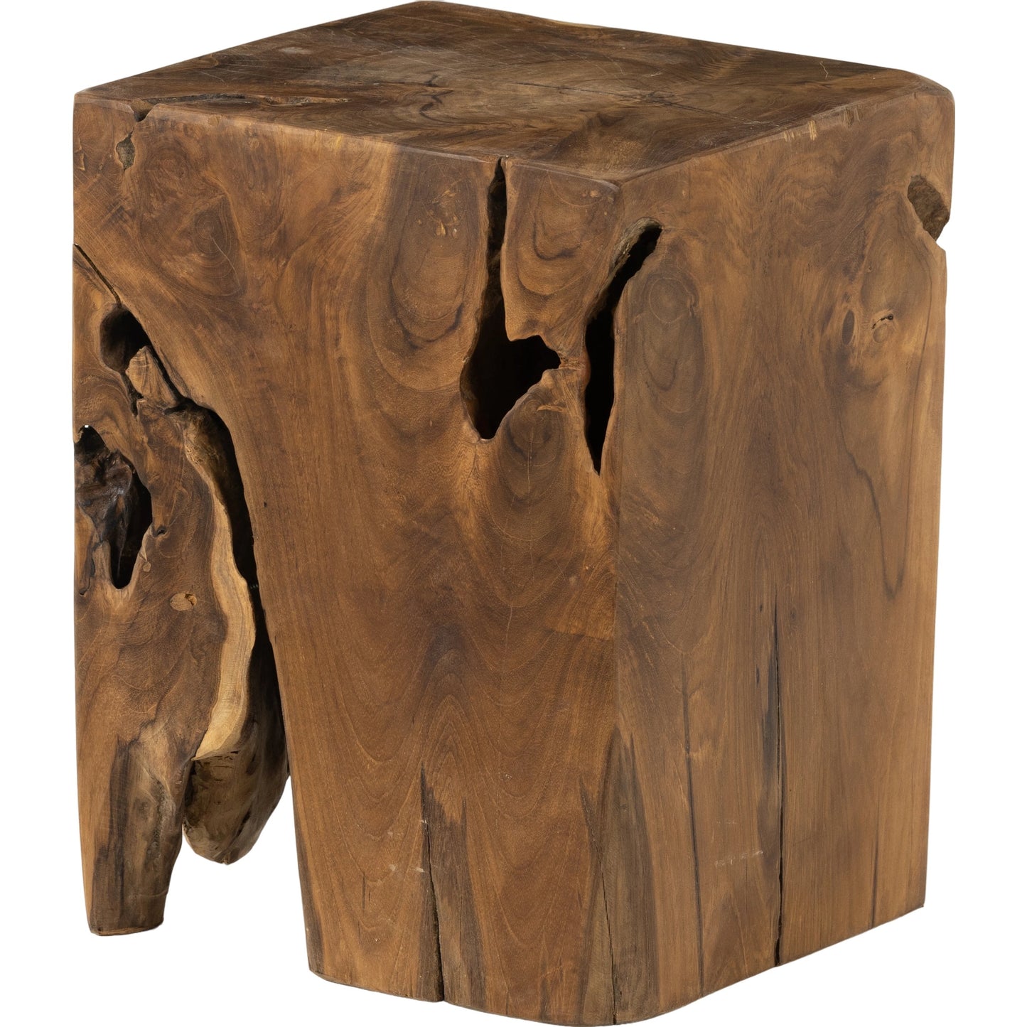 001 SI-2001993 | Primary Silo | Teak Square Stool by Four Hands in rustic teak. Made from solid teak in a rustic style.
