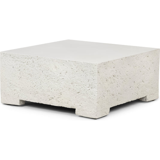 001 SI-1716336 | Additional Silo | Otero Outdoor Small Coffee Table by Four Hands in matte stone, blanc stone. Made from concrete in a modern style.
