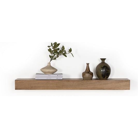 Cain Floating Shelf by Four Hands in gold guanacaste. Made from thick guanacaste veneer in a transitional style.