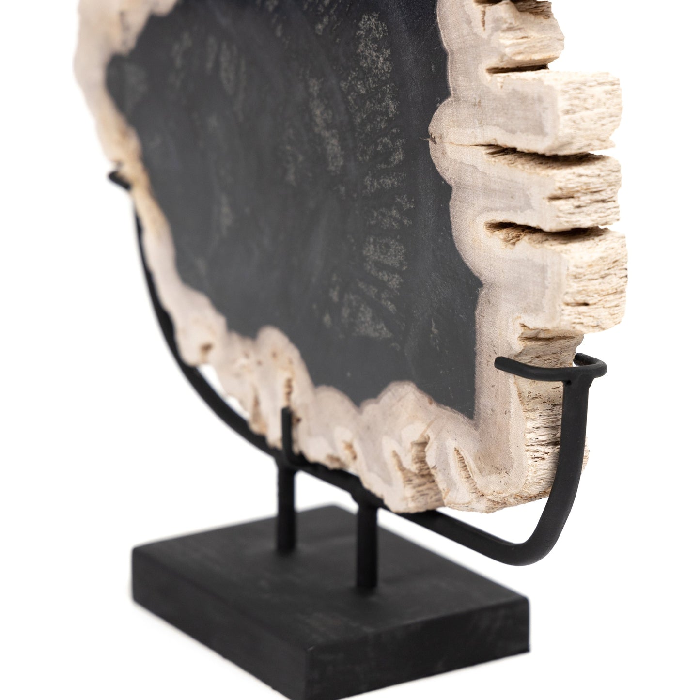 003 SI-1799947 | Additional Silo | Petrified Wood Sculpture by Four Hands in matte black iron, dark petrified wood. Made from iron, petrified wood in a coastal style.