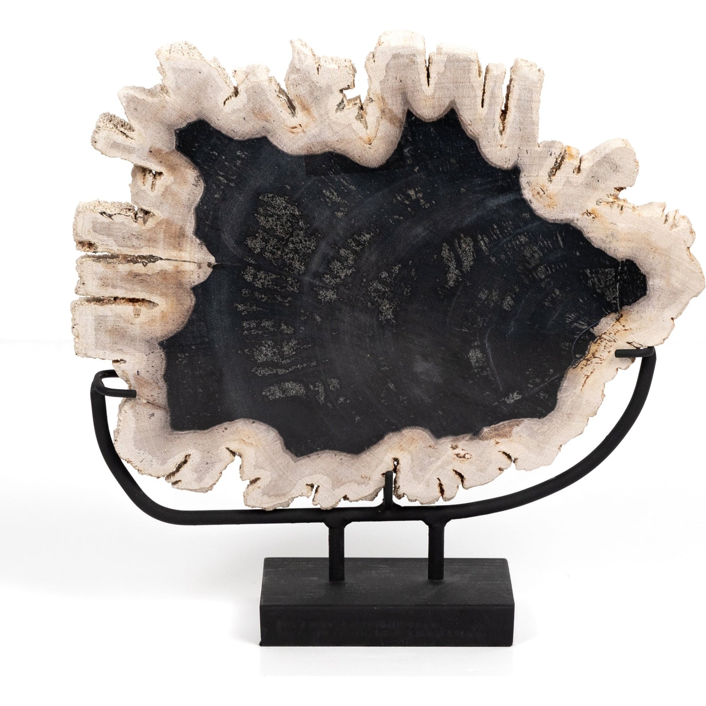 006 SI-1799947 | Additional Silo | Petrified Wood Sculpture by Four Hands in matte black iron, dark petrified wood. Made from iron, petrified wood in a coastal style.