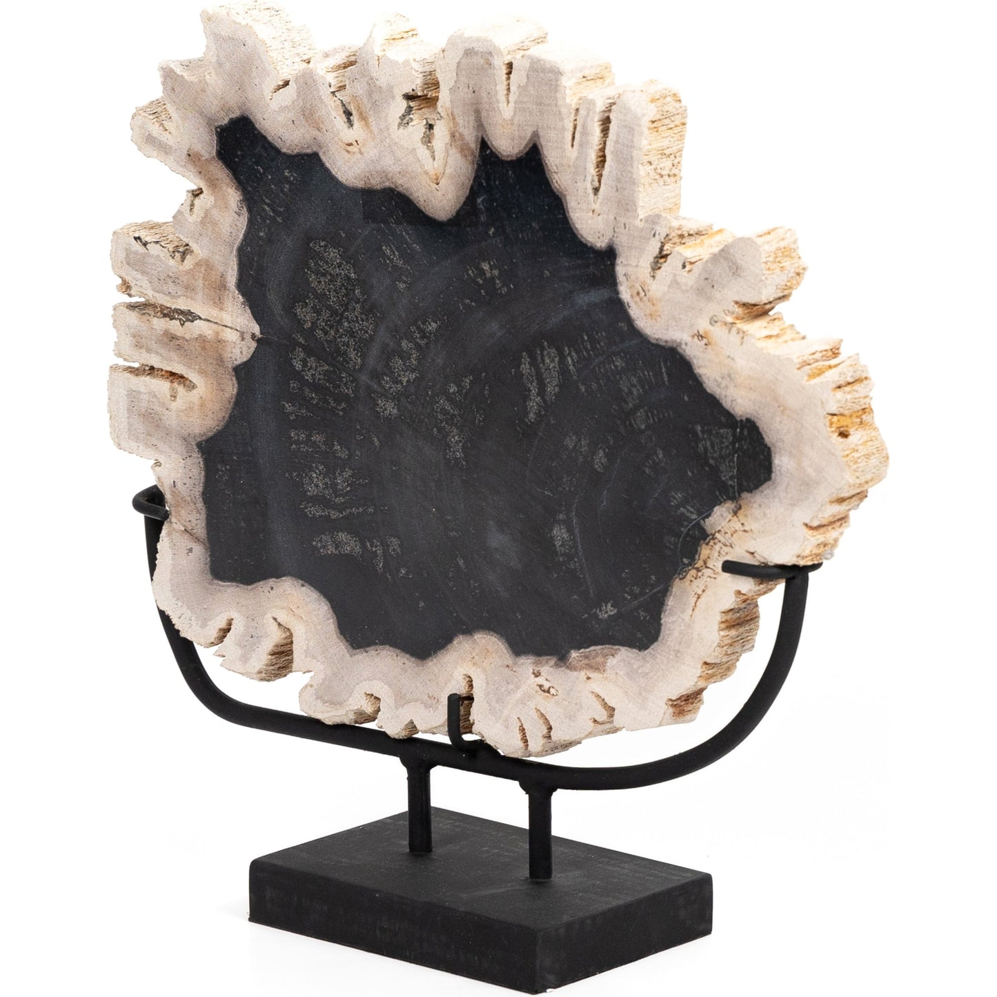 002 SI-1799947 | Additional Silo | Petrified Wood Sculpture by Four Hands in matte black iron, dark petrified wood. Made from iron, petrified wood in a coastal style.