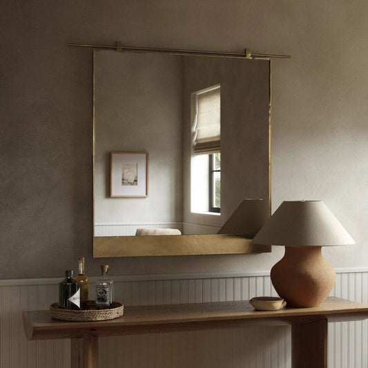 Chico Mirror by Four Hands. Made from iron, engineered hardwood, mirror in a modern style.