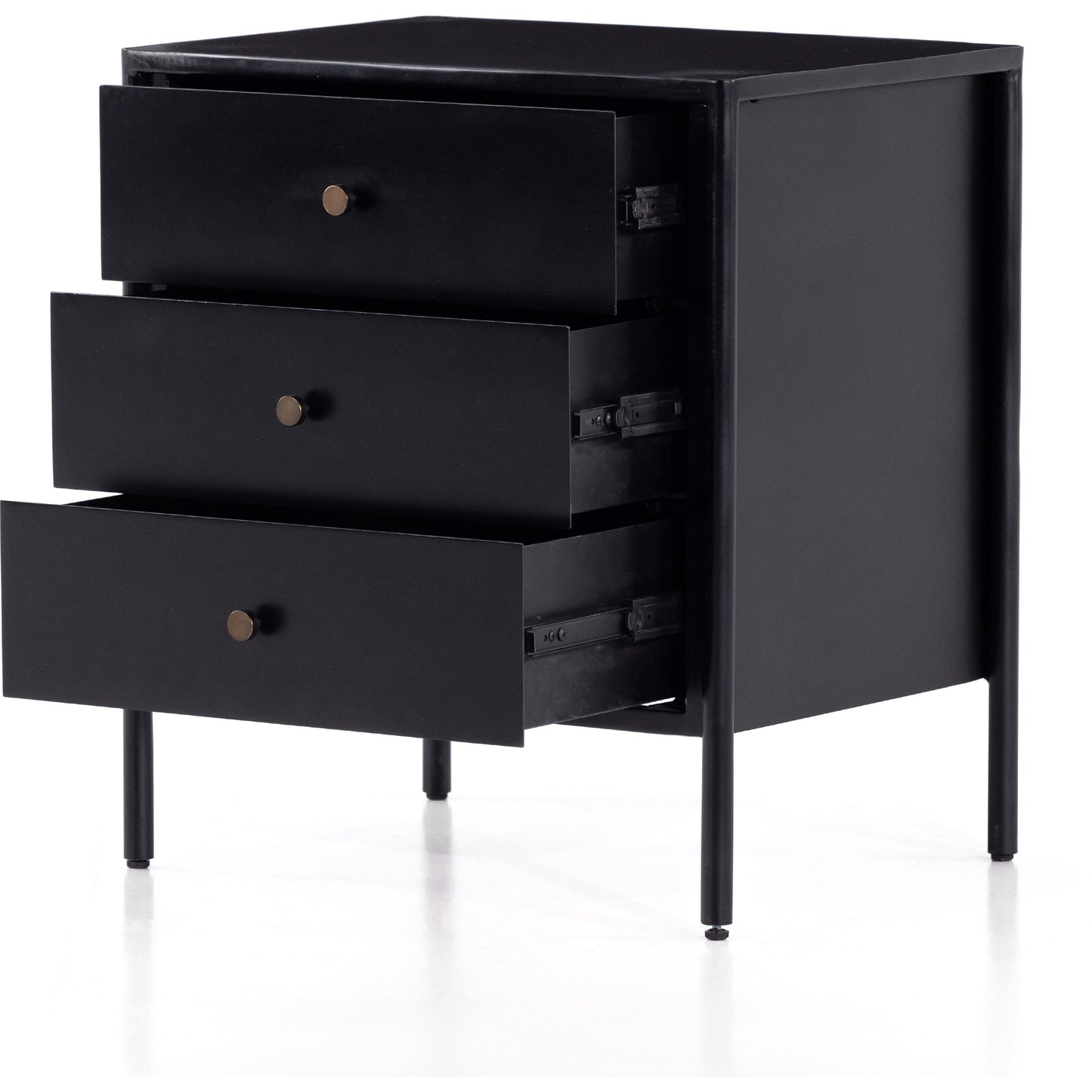 004 SI-1798734 | Additional Silo | Soto Nightstand by Four Hands in black, weathered bronze and black. Made from iron in a modern style.