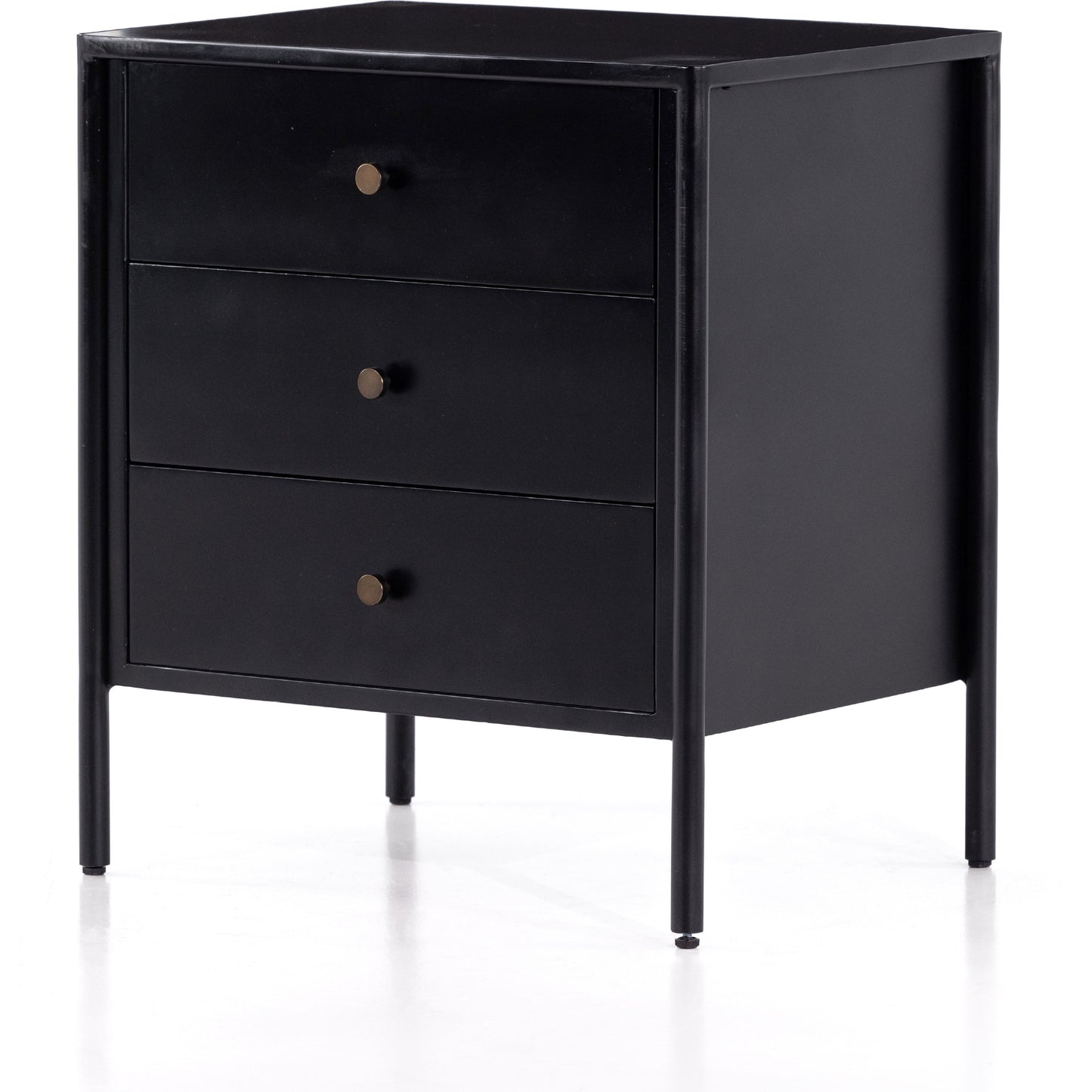 001 SI-1798734 | Additional Silo | Soto Nightstand by Four Hands in black, weathered bronze and black. Made from iron in a modern style.