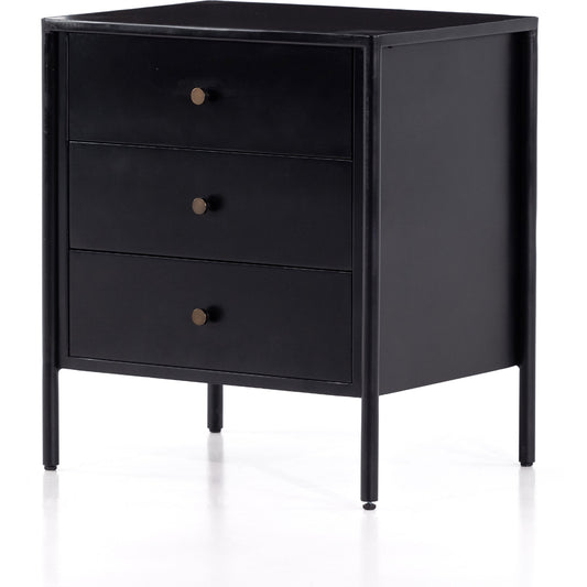 Soto Nightstand by Four Hands in black, weathered bronze and black. Made from iron in a modern style.