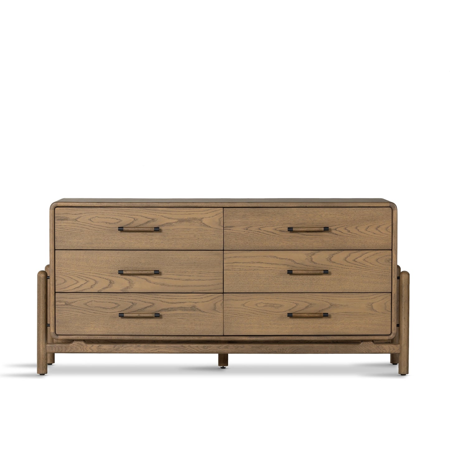 003 SI-1977174 | Additional Silo | Caroline 6 Drawer Dresser by Four Hands in smoked oak, gunmetal grey. Made from oak veneer, solid oak in a modern style.