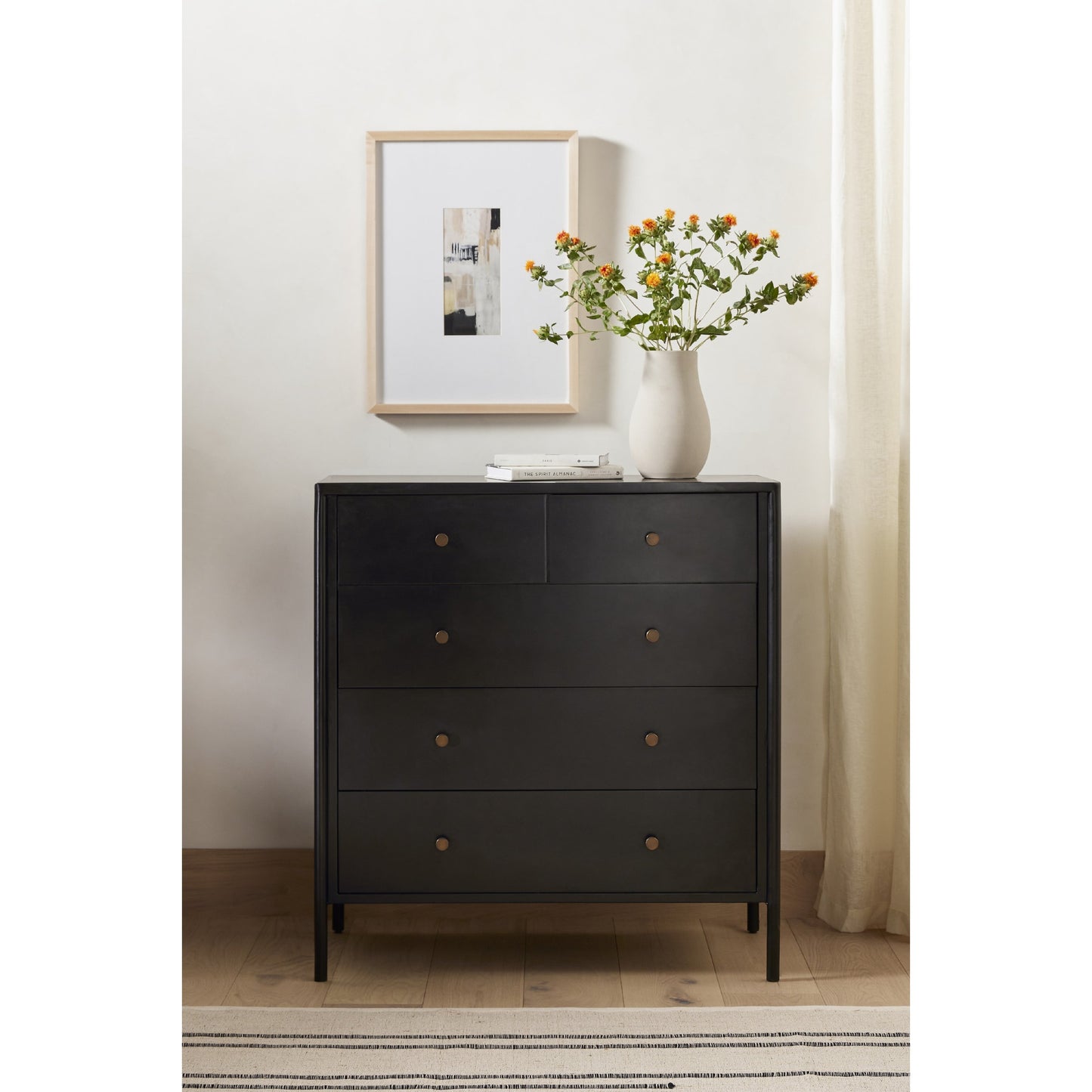 013 SI-1799206 | Lifestyle | Soto 5 Drawer Dresser by Four Hands in black, weathered bronze and black. Made from iron in a modern style.