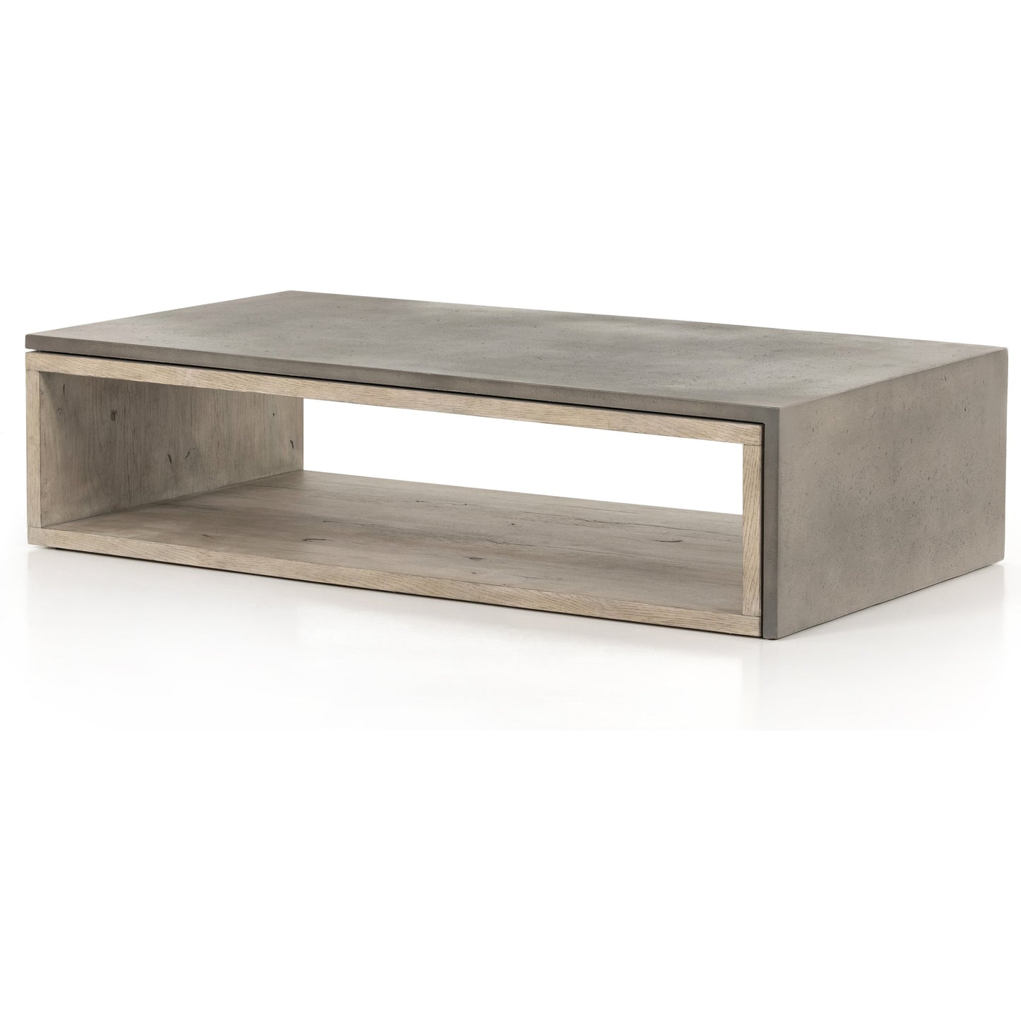 001 SI-1799175 | Additional Silo | Faro Coffee Table by Four Hands in washed natural veneer, dark grey concrete and washed natural, dark grey. Made from faux concrete, thick oak veneer in a modern style.