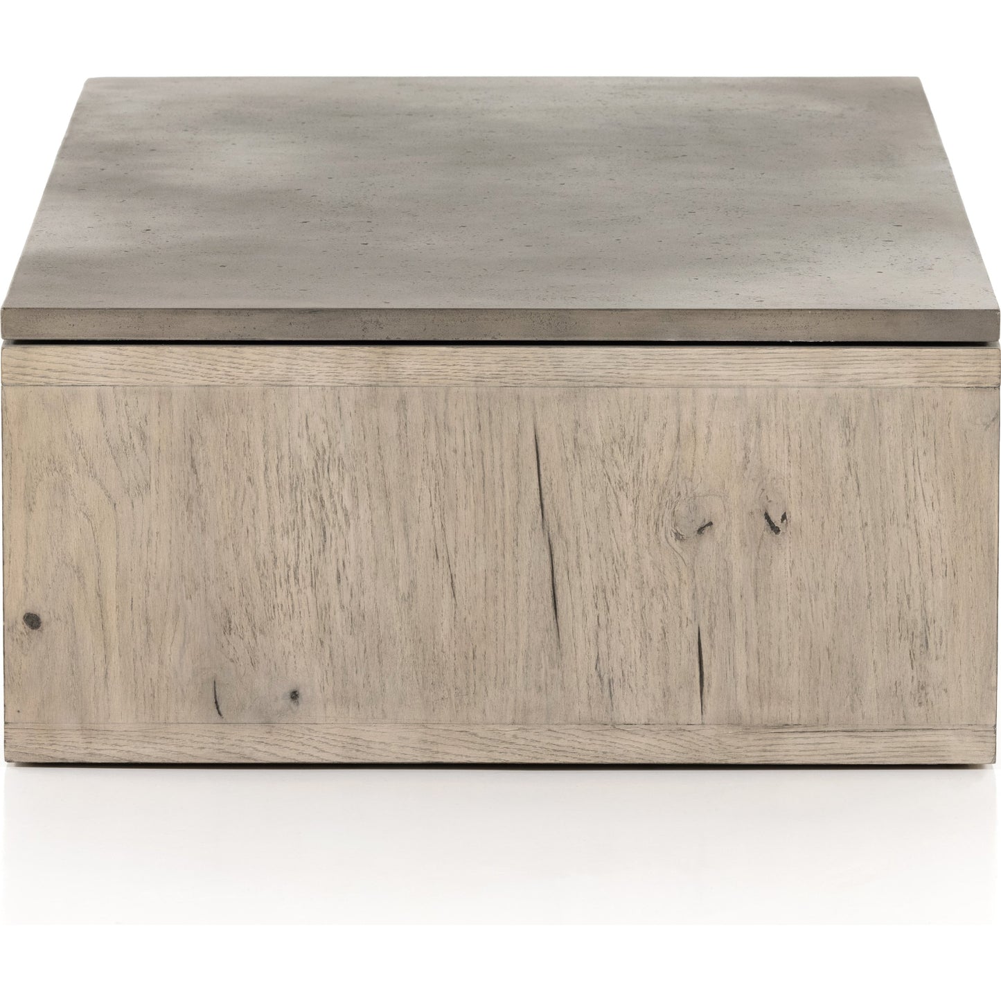 011 SI-1799175 | Additional Silo | Faro Coffee Table by Four Hands in washed natural veneer, dark grey concrete and washed natural, dark grey. Made from faux concrete, thick oak veneer in a modern style.