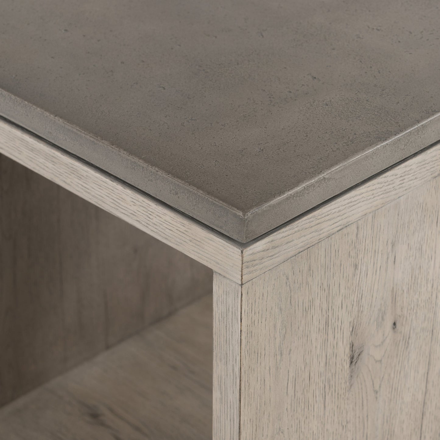 002 SI-1799580 | Additional Silo | Faro End Table by Four Hands in washed natural veneer, dark grey concrete. Made from faux concrete, thick oak veneer in a modern style.