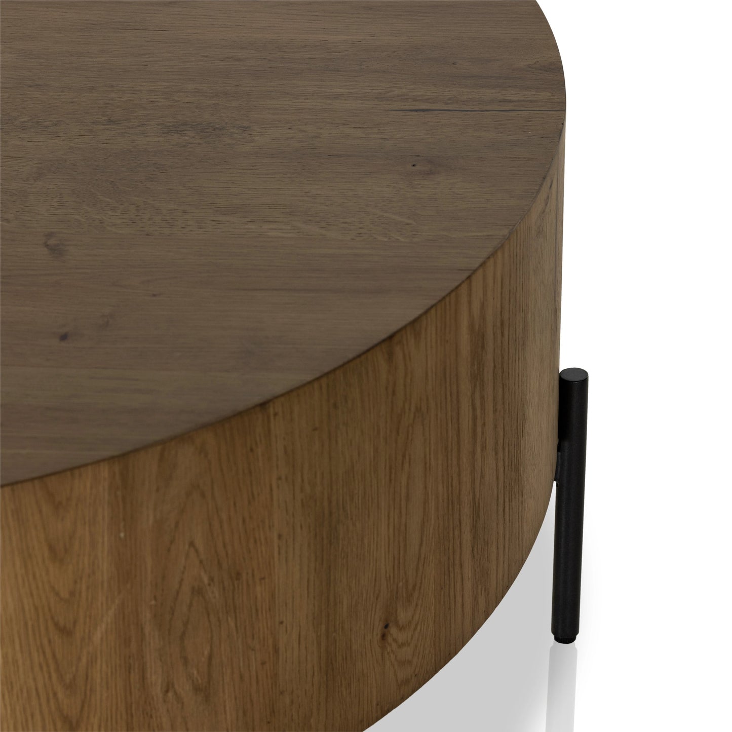 016 SI-1977268 | Additional Silo | Eaton Drum Coffee Table by Four Hands. Made from thick oak veneer, iron in a modern style.