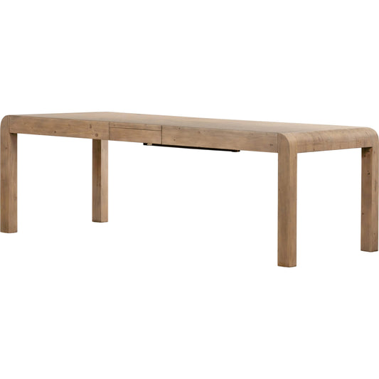 Everson Dining Table by Four Hands in scrubbed teak. Made from solid mixed reclaimed wood in a transitional style.