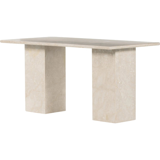 010 SI-1901111 | Primary Silo | Arum Desk by Four Hands in cream marble. Made from solid marble in a modern style.