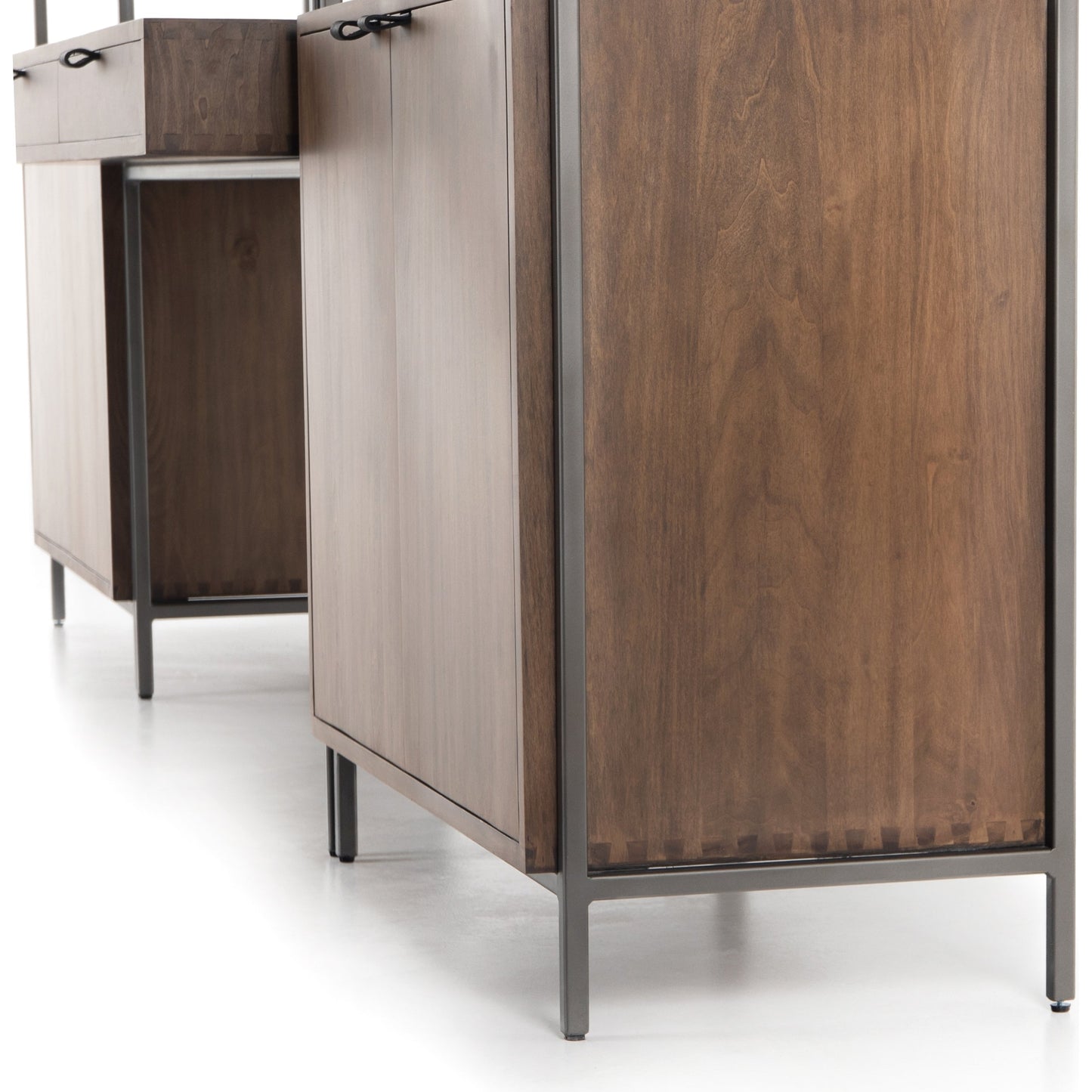 003 SI-1717046 | Additional Silo | Trey Modular Wall Desk with 2 Bookcases by Four Hands. Made from solid poplar, top grain leather, iron in a modern style.