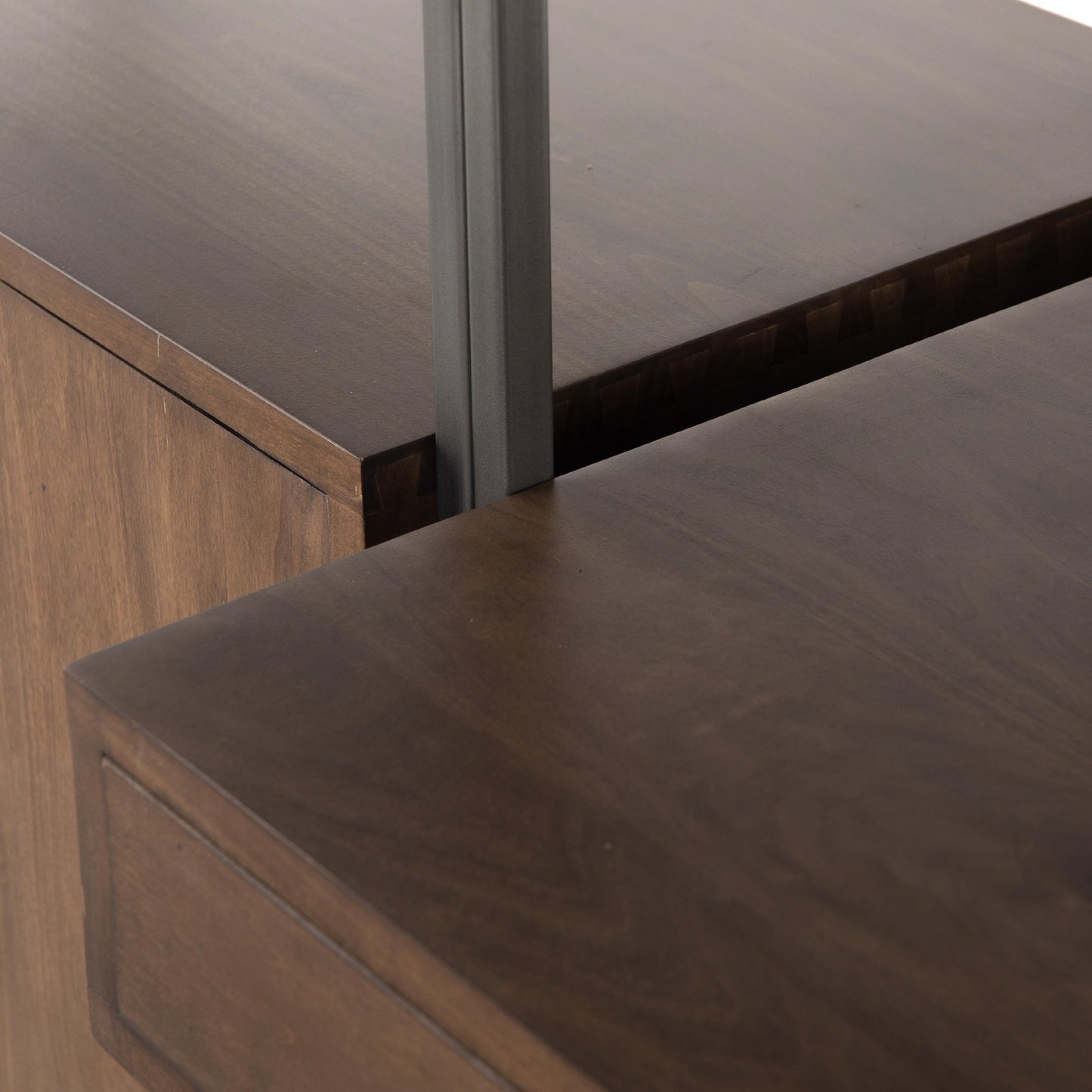 017 SI-1717046 | Additional Silo | Trey Modular Wall Desk with 2 Bookcases by Four Hands. Made from solid poplar, top grain leather, iron in a modern style.