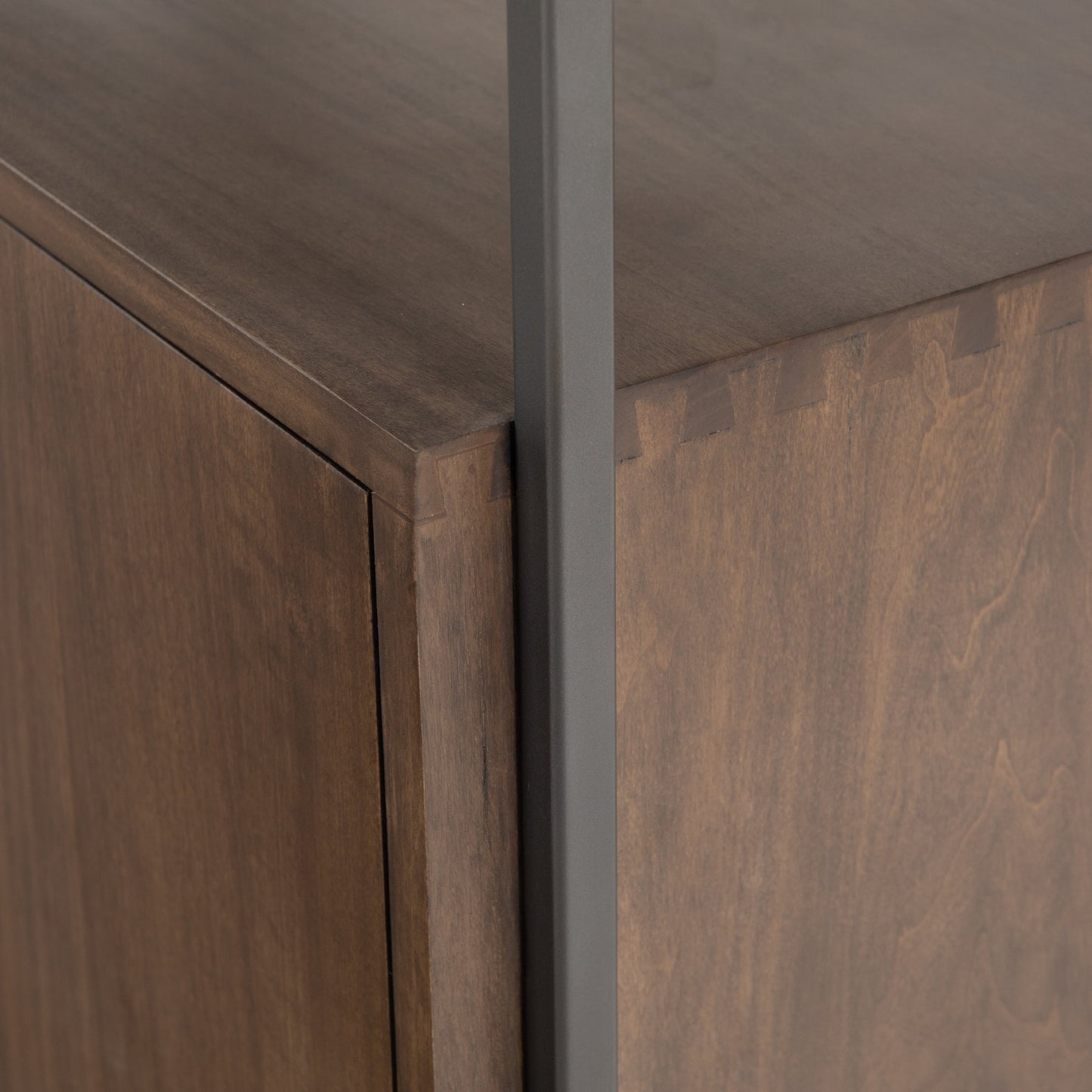 018 SI-1717046 | Additional Silo | Trey Modular Wall Desk with 2 Bookcases by Four Hands. Made from solid poplar, top grain leather, iron in a modern style.