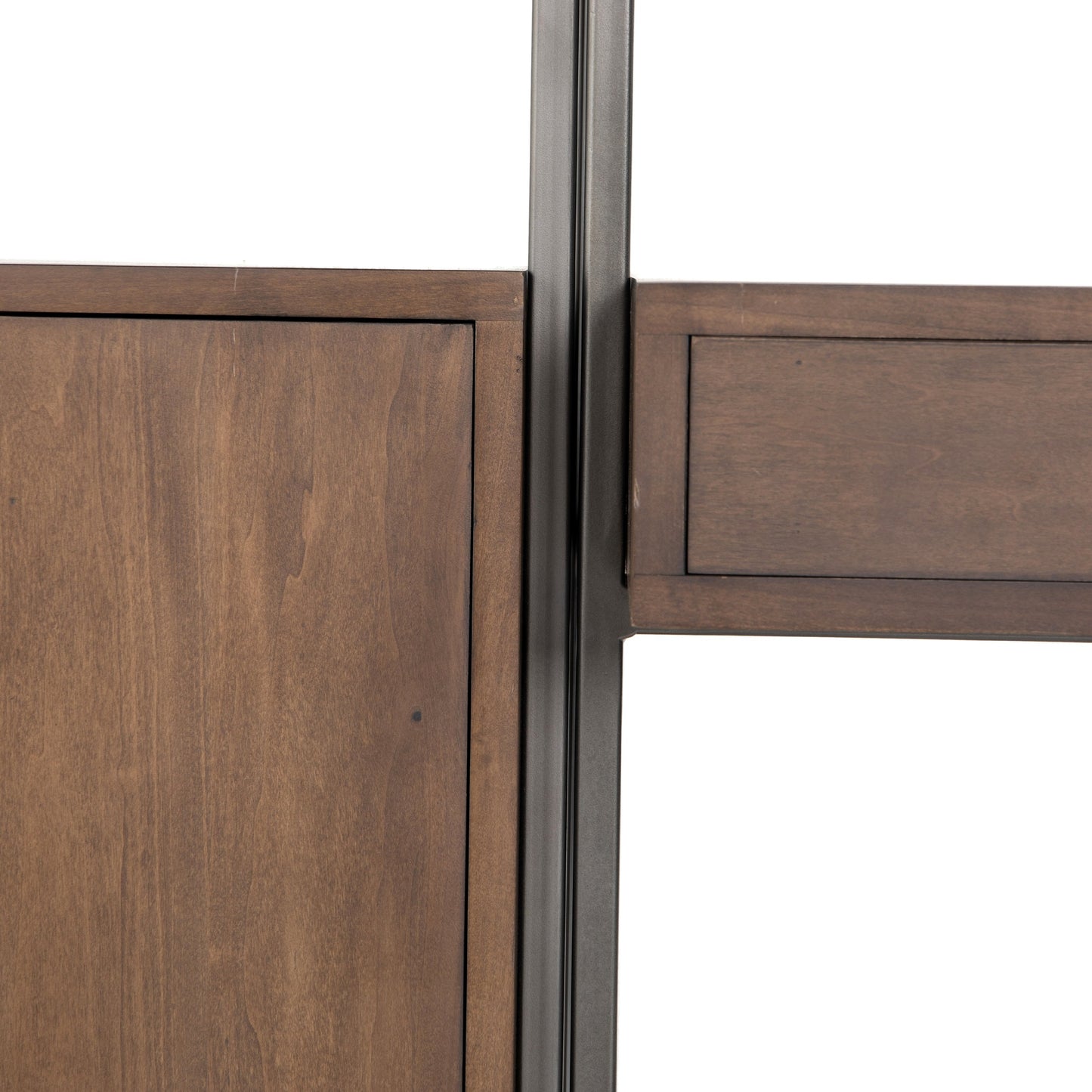 020 SI-1717046 | Additional Silo | Trey Modular Wall Desk with 2 Bookcases by Four Hands. Made from solid poplar, top grain leather, iron in a modern style.