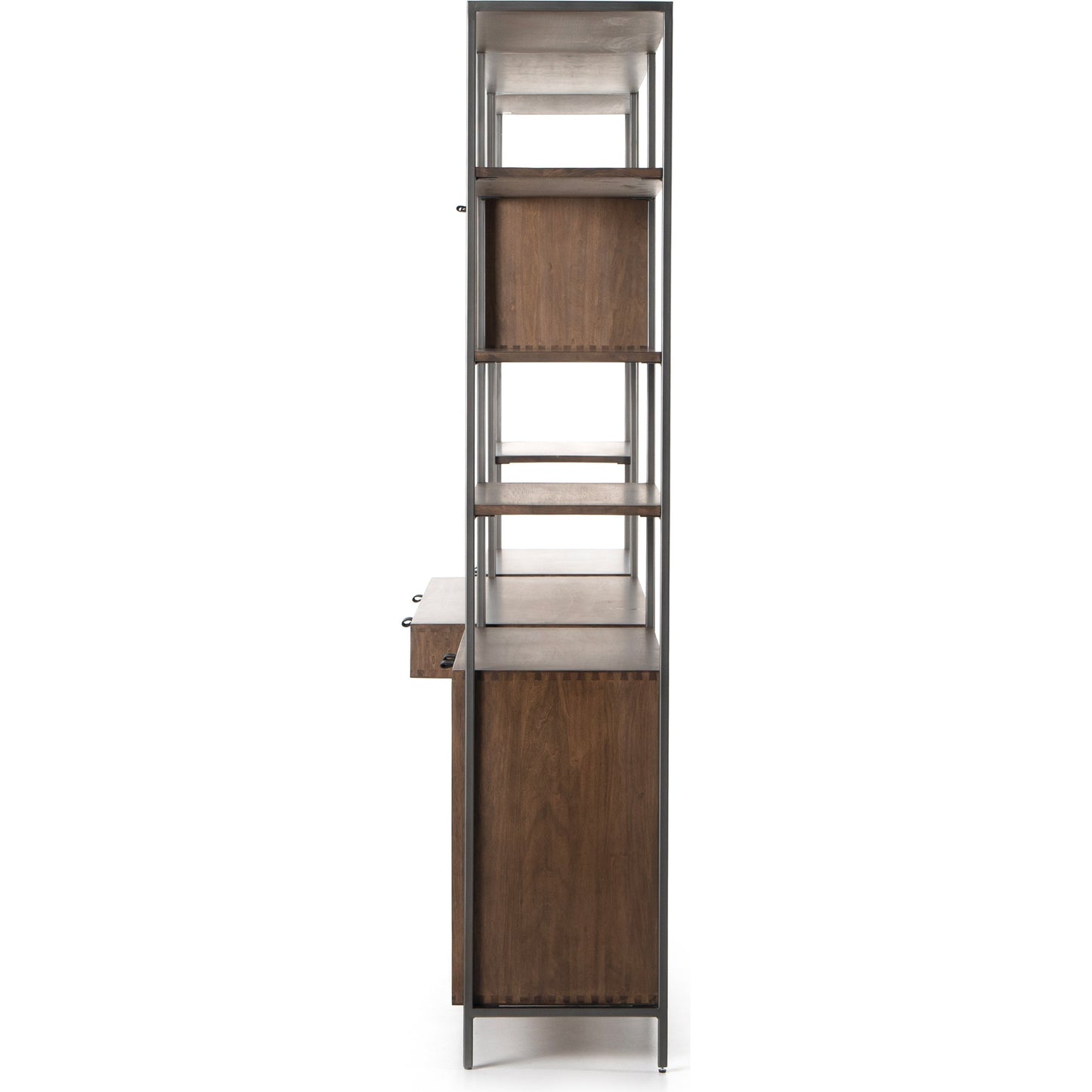 009 SI-1717046 | Additional Silo | Trey Modular Wall Desk with 2 Bookcases by Four Hands. Made from solid poplar, top grain leather, iron in a modern style.