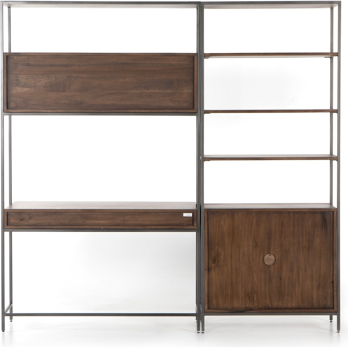 010 SI-1717043 | Additional Silo | Trey Modular Wall Desk with Bookcase by Four Hands. Made from solid poplar, top grain leather, iron in a modern style.