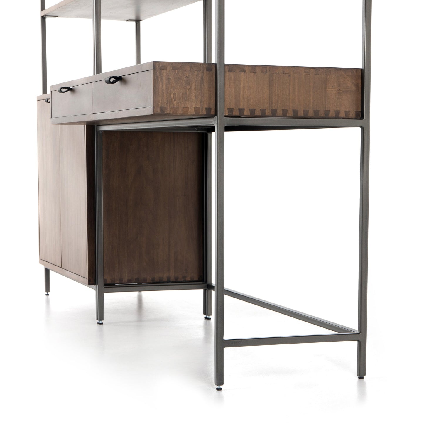 016 SI-1717043 | Additional Silo | Trey Modular Wall Desk with Bookcase by Four Hands. Made from solid poplar, top grain leather, iron in a modern style.