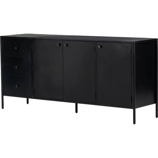 Soto Sideboard by Four Hands in black, weathered bronze and black. Made from iron in a modern style.