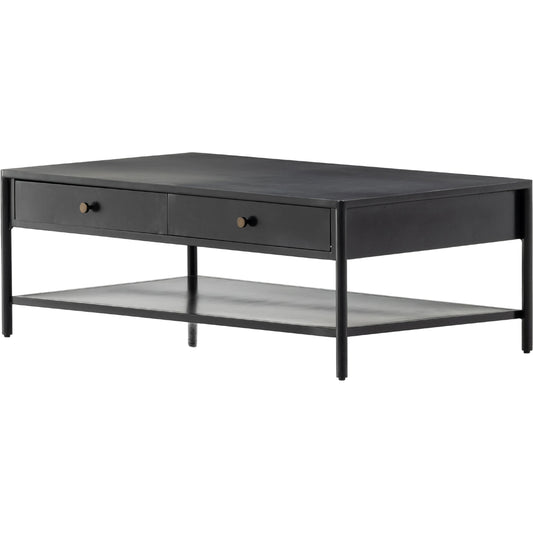 Soto Coffee Table by Four Hands in black, weathered bronze and black. Made from iron in a modern style.