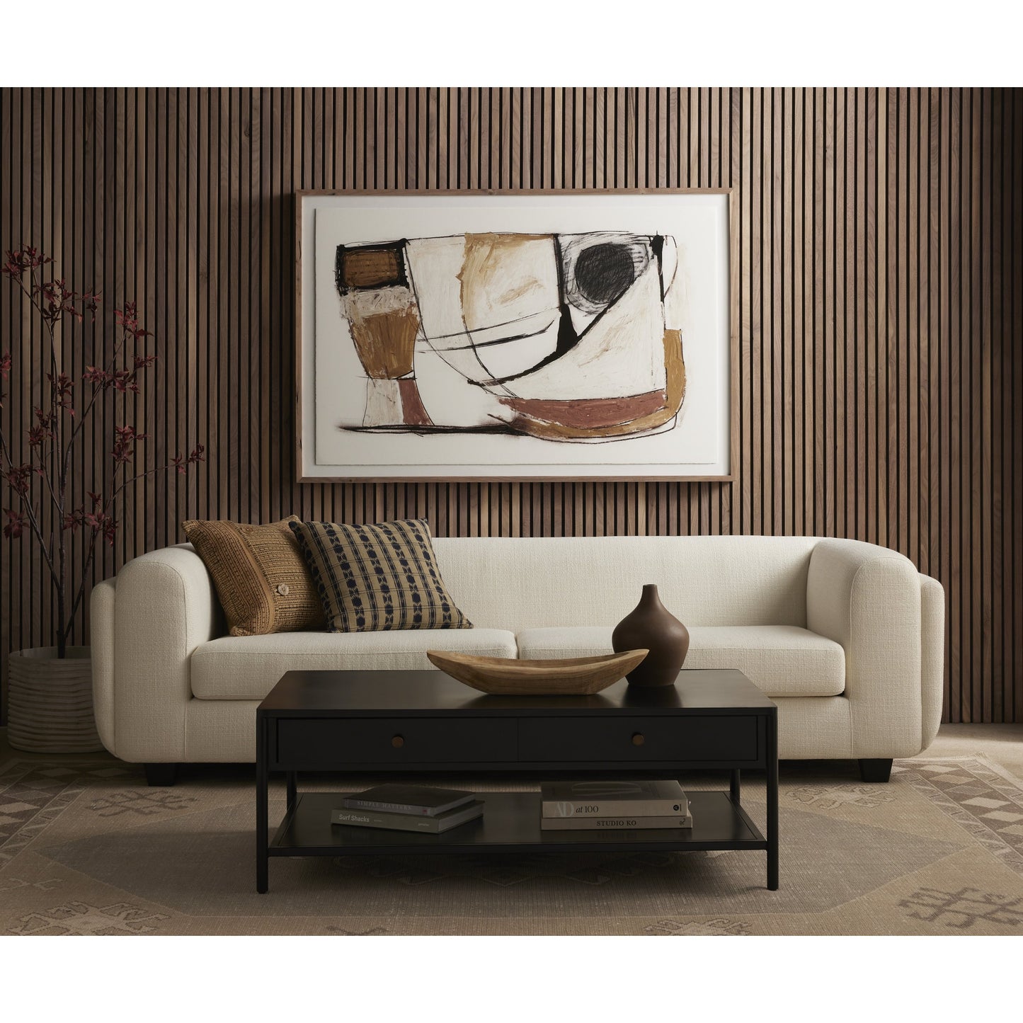 014 SI-1799015 | Lifestyle | Soto Coffee Table by Four Hands in black, weathered bronze and black. Made from iron in a modern style.