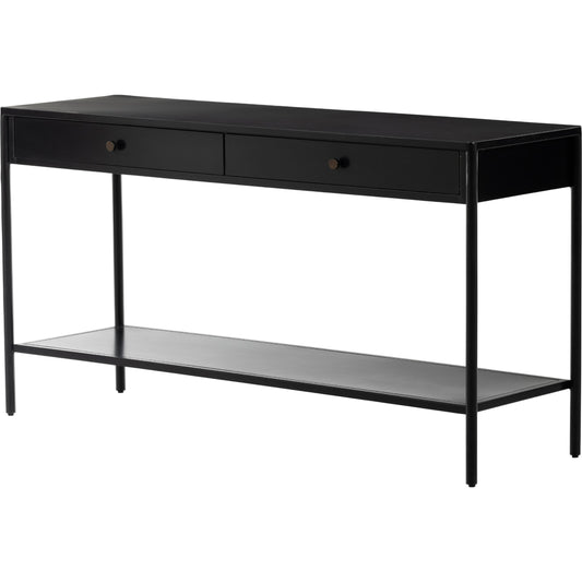 001 SI-1800093 | Primary Silo | Soto Console Table by Four Hands in black, weathered bronze and black. Made from iron in a modern style.