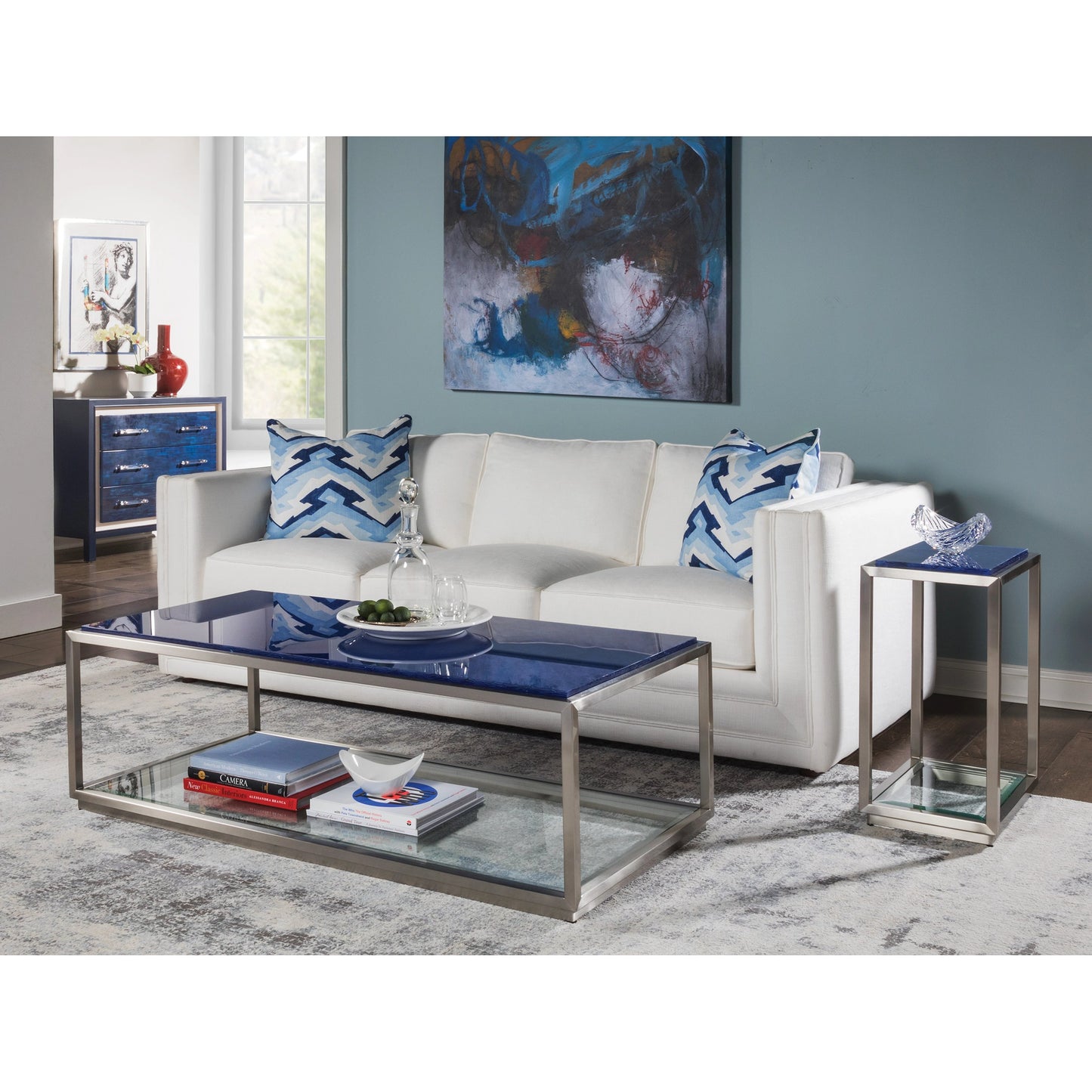 008 SR-834398 | Lifestyle | Invicta Hall Chest by Artistica Home in navy. Made from unique in a modern style.