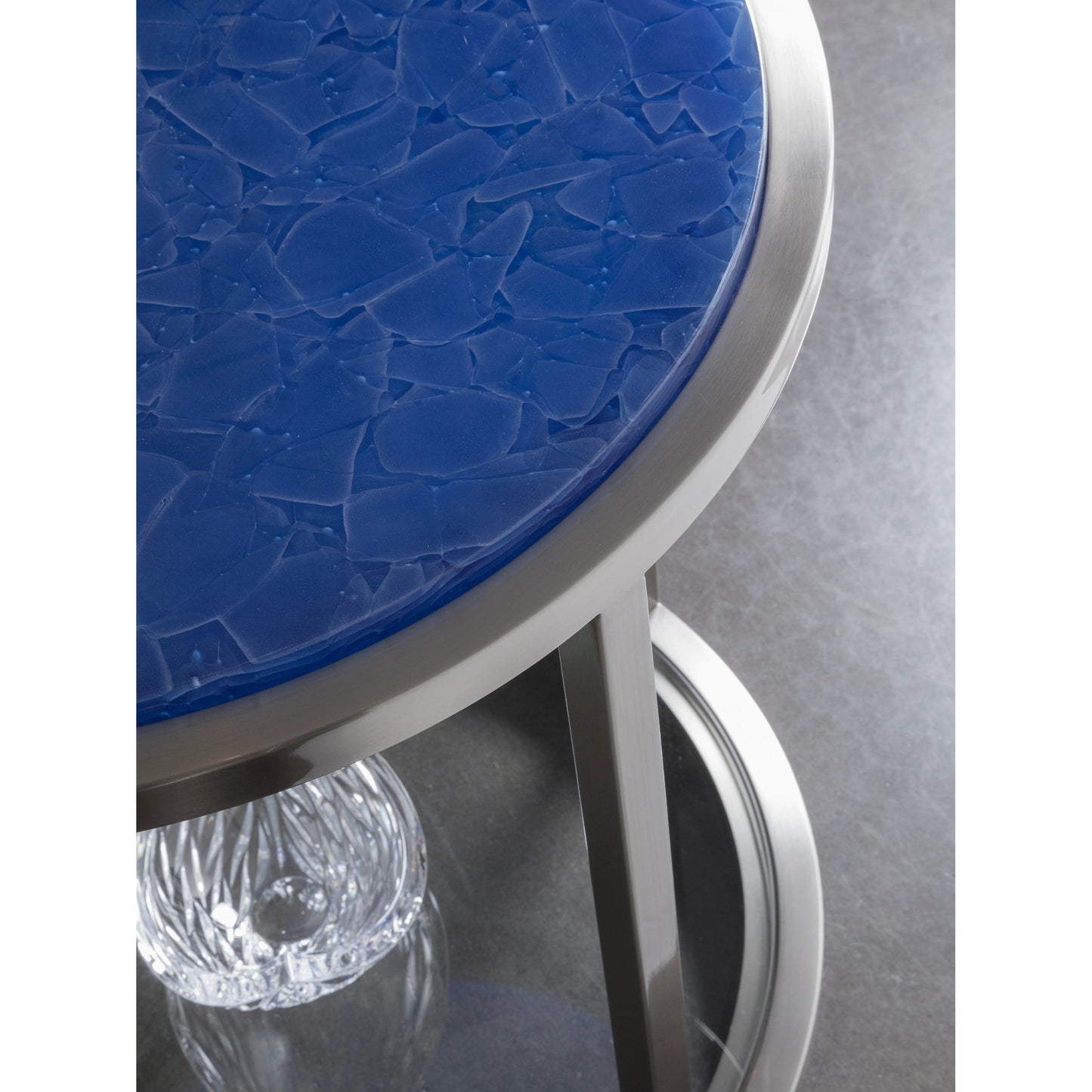 005 SI-1962879 | Lifestyle | Ultramarine Round End Table by Artistica Home in cobalt and brushed stainless steel. Made from unique in a unique style.