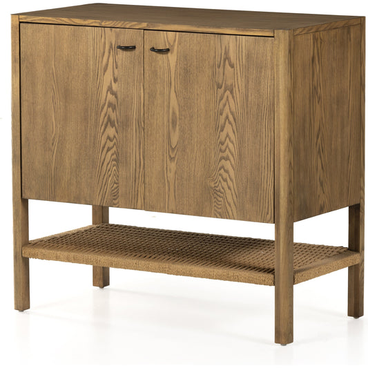 001 SI-1901642 | Additional Silo | Zuma Cabinet by Four Hands in dune ash, gunmetal, natural paper cord and dune ash. Made from solid ash, rush in a cottage & farmhouse style.