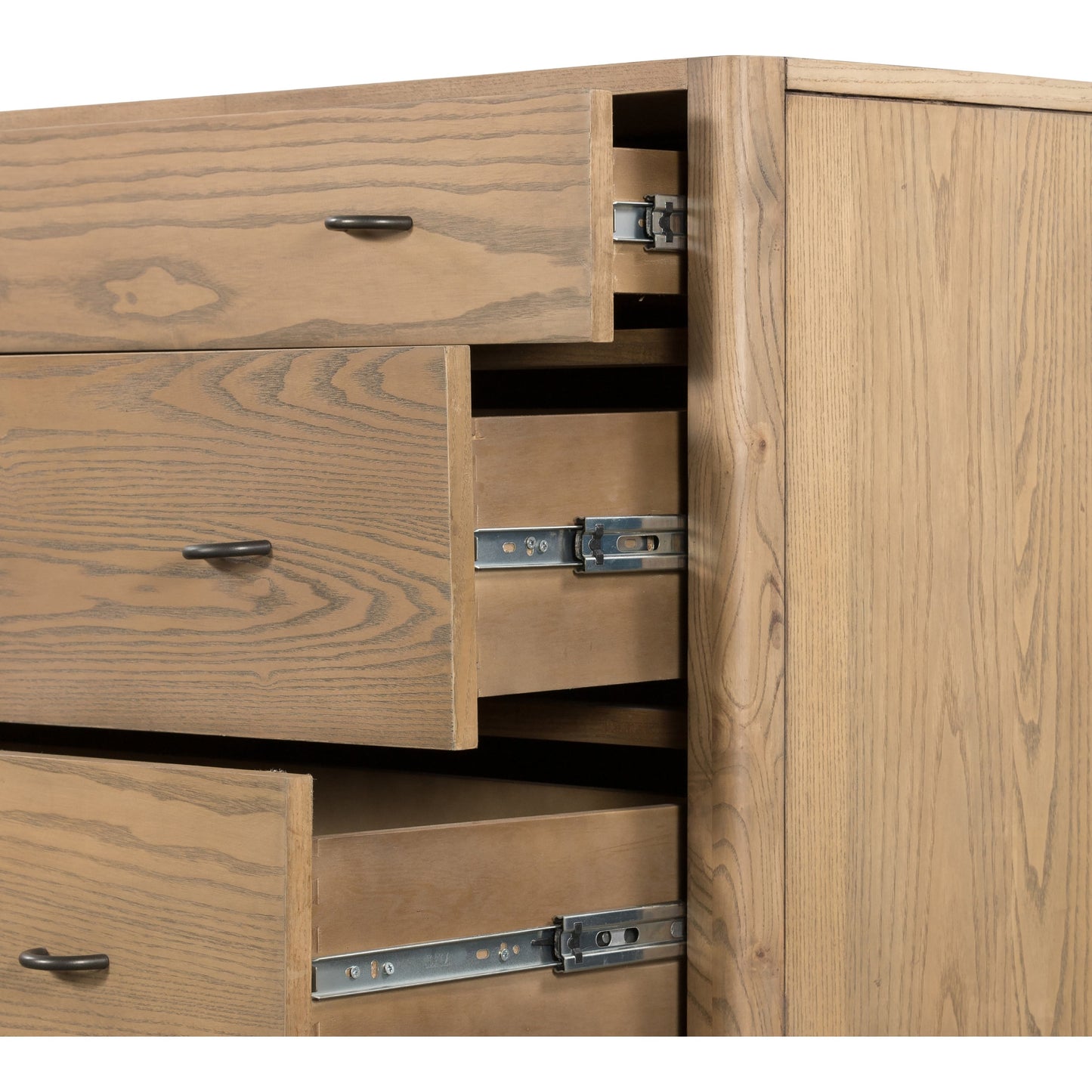 009 SI-1901739 | Additional Silo | Zuma 6 Drawer Dresser by Four Hands in dune ash, gunmetal, natural paper cord and dune ash. Made from solid ash, rush in a transitional style.