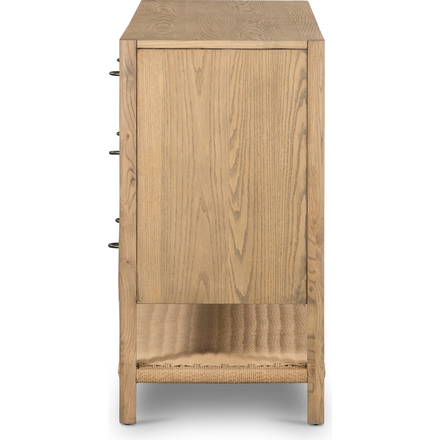 005 SI-1901739 | Additional Silo | Zuma 6 Drawer Dresser by Four Hands in dune ash, gunmetal, natural paper cord and dune ash. Made from solid ash, rush in a transitional style.