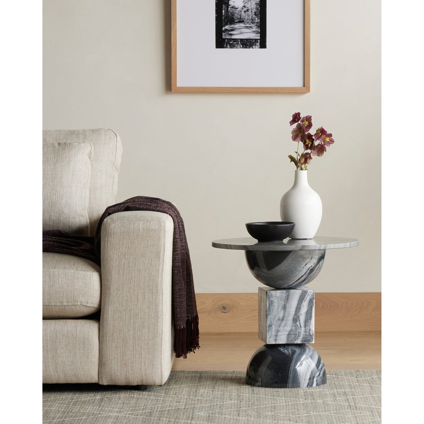019 SI-1902843 | Lifestyle | Neda End Table by Four Hands. Made from solid marble in a modern style.