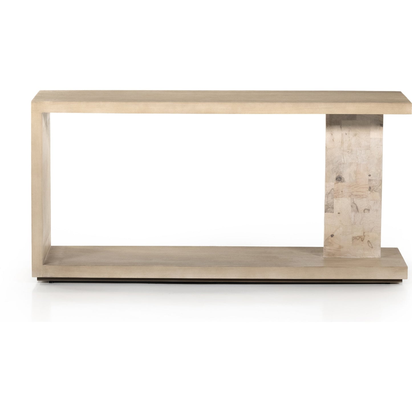 003 SI-1799517 | Additional Silo | Darian Console Table by Four Hands in white mahogany, bleached burl, beige and white mahogany, bleached burl. Made from thick mahogany veneer, ash burl veneer, engineered hardwood in a modern style.