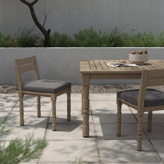 Waller Outdoor Dining Chair, Washed Brown by Four Hands in washed brown. Made from 100% olefin, solid fsc® teak in a transitional style.