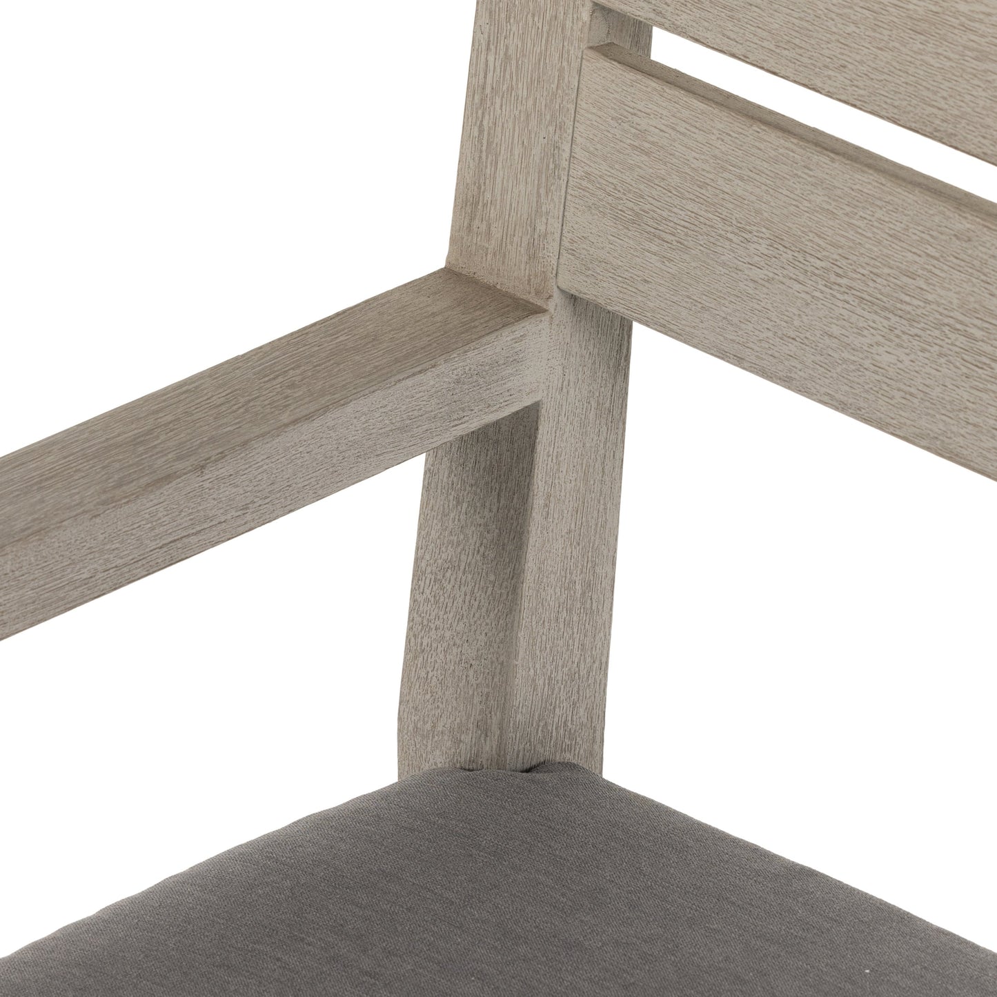 020 SI-1901963 | Additional Silo | Waller Outdoor Dining Armchair, Weathered Grey by Four Hands. Made from 100% olefin, solid fsc®-certified teak, 91% polyurethane foam pad, 9% polyester fiber batting in a transitional style.