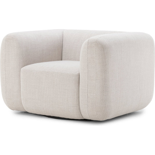 Nara Swivel Chair by Four Hands in gibson wheat, weathered umber. Made from 97% polyester, 3% acrylic, solid pine, iron in a modern style.