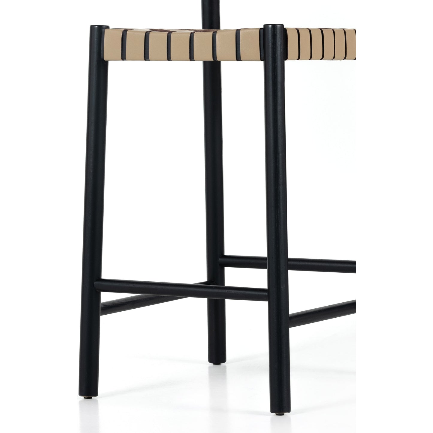 009 SI-1799234 | Additional Silo | Heisler Counter Stool by Four Hands in almond leather and black. Made from 70% split leather, 30% polyvinyl chloride (pvc), solid ash, ash veneer in a transitional style.