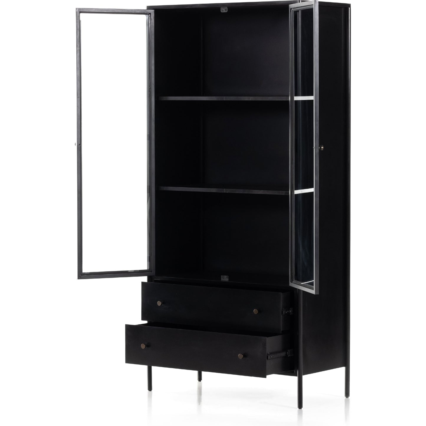 004 SI-1800092 | Additional Silo | Soto Cabinet by Four Hands in black. Made from iron, glass in a modern style.