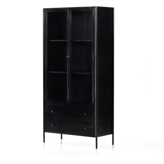 Soto Cabinet by Four Hands in black. Made from iron, glass in a modern style.