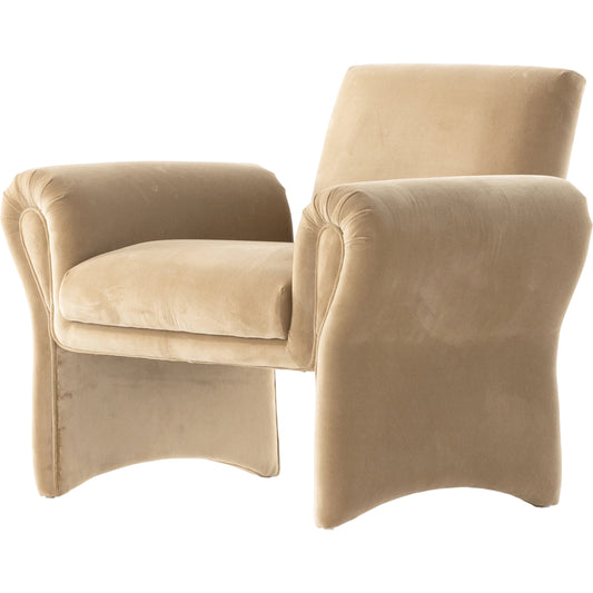 Raya Chair by Four Hands in surrey camel. Made from 76.8% cotton, 23.2% polyester, poplar plywood, 100% polyester in a modern style.