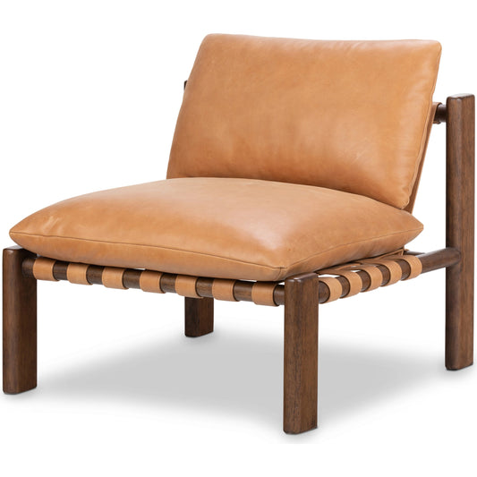 Shelton Chair by Four Hands in palermo cognac and terra brown parawood. Made from top grain leather, solid parawood in a modern style.