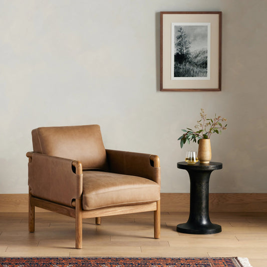 Navarro Chair by Four Hands in palermo drift. Made from top grain leather, solid ash, 100% polyester in a modern style.